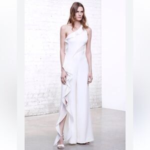 Jonathan Simkhai one shoulder white jumpsuit, US6